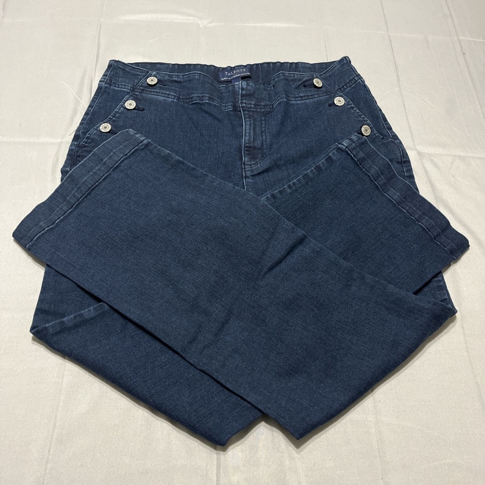 Talbots Dark Wash Bootcut 12P Petite Stretch Denim Mid Rise preppy Classic Jeans